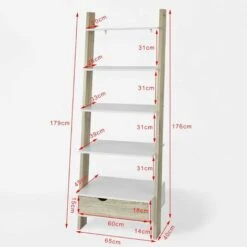 Bibliothèque Étagère De Rangement 5 étagères Avec 1 Tiroir Modern – L65xP40xH179cm FRG112-WN SoBuy® -Songmics Soldes Magasin 8039453 3