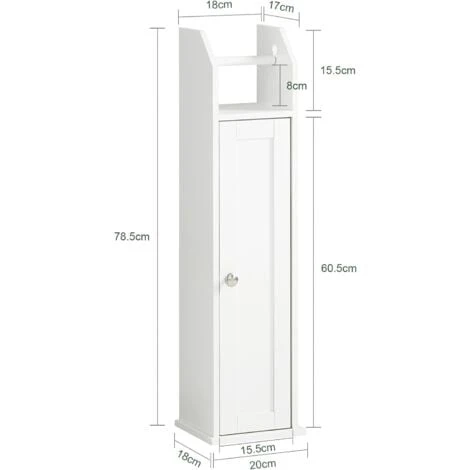 Support Papier Toilette Armoir Porte-papier Toilettes Porte Brosse WC En Bois - Blanc FRG135-W SoBuy® 5 Support Papier Toilette Armoir Porte-papier Toilettes Porte Brosse WC En Bois - Blanc FRG135-W SoBuy® – Image 3