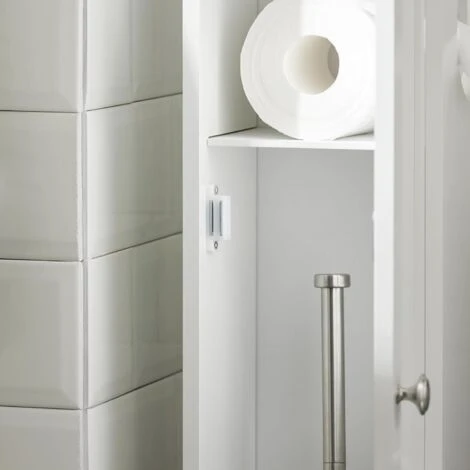Support Papier Toilette Armoir Porte-papier Toilettes Porte Brosse WC En Bois - Blanc FRG135-W SoBuy® 6 Support Papier Toilette Armoir Porte-papier Toilettes Porte Brosse WC En Bois - Blanc FRG135-W SoBuy® – Image 4