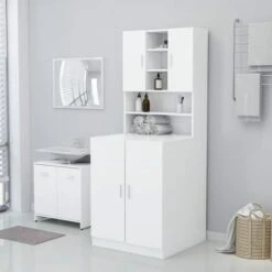 Meuble Pour Machine à Laver Meuble De Rangement Blanc 71x71,5x91,5 Cm -Songmics Soldes Magasin 80969728 3