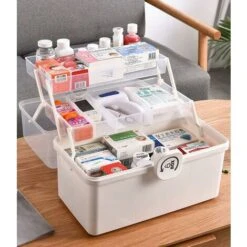 Boîte à Pharmacie à 3 Niveaux -Blanc，Boîte De Premiers Secours - Portable Et Pliable - 29 X 16 X 15.7 Cm -Songmics Soldes Magasin 81255920 2