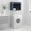Meuble WC Moderne - Support De Rangement 2 Niveaux Sur La Machine à Laver Bleu Fer FR6376 -Songmics Soldes Magasin 81593119 1