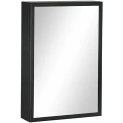 Armoire Miroir Murale Salle De Bain Toilette Dim. 40L X 12l X 60H Cm Acier Inox. Noir Verre