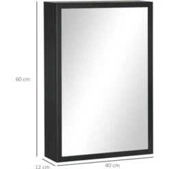 Armoire Miroir Murale Salle De Bain Toilette Dim. 40L X 12l X 60H Cm Acier Inox. Noir Verre 9 Armoire Miroir Murale Salle De Bain Toilette Dim. 40L X 12l X 60H Cm Acier Inox. Noir Verre -Songmics Soldes Magasin 81978359 3