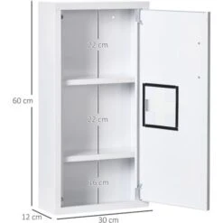 Armoire à Pharmacie 2 étagères 3 Niveaux Dim. 30L X 12l X 60H Cm Logo Croix Transparent Acier Blanc 9 Armoire à Pharmacie 2 étagères 3 Niveaux Dim. 30L X 12l X 60H Cm Logo Croix Transparent Acier Blanc -Songmics Soldes Magasin 82741077 3