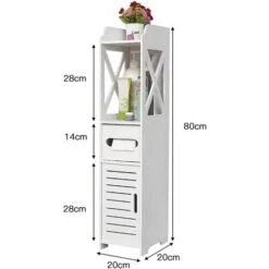 Aqrau Armoire De Sol De Salle De Bain, étagères De Salle De Bain, Armoire De Salle De Bain, Blanc -Songmics Soldes Magasin 85356264 3