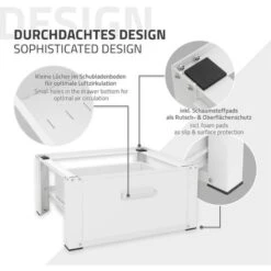 Socle Pour Machine à Laver En Acier Blanc Accessoire Avec Tiroir 63x54x31,5 Cm 10 Socle Pour Machine à Laver En Acier Blanc Accessoire Avec Tiroir 63x54x31,5 Cm -Songmics Soldes Magasin 86058222 4