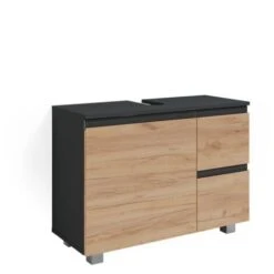 Meuble Sous-vasque J-Shape Anthracite/chêne Vicco