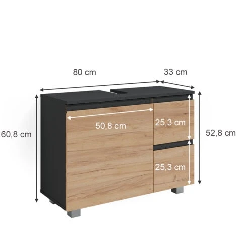 Meuble Sous-vasque J-Shape Anthracite/chêne Vicco 4 Meuble Sous-vasque J-Shape Anthracite/chêne Vicco – Image 2