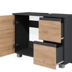 Meuble Sous-vasque J-Shape Anthracite/chêne Vicco 11 Meuble Sous-vasque J-Shape Anthracite/chêne Vicco -Songmics Soldes Magasin 87150199 5