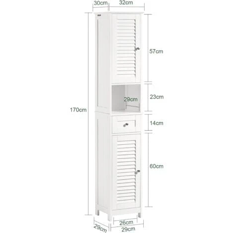 Meuble Colonne De Salle De Bain Armoire Haute Meuble Rangement FRG236-W SoBuy® 5 Meuble Colonne De Salle De Bain Armoire Haute Meuble Rangement FRG236-W SoBuy® – Image 3