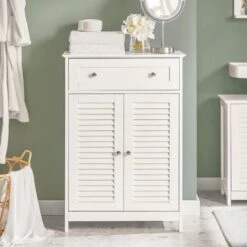 Meuble Bas De Salle De Bain Armoire Toilette Buffet Commode – Blanc FRG238-W SoBuy® -Songmics Soldes Magasin 8848422 2