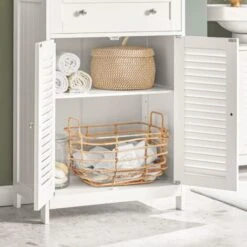 Meuble Bas De Salle De Bain Armoire Toilette Buffet Commode – Blanc FRG238-W SoBuy® -Songmics Soldes Magasin 8848422 5