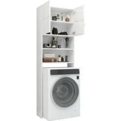 Meuble De Machine à Laver Blanc Brillant 64x25,5x190 Cm 10 Meuble De Machine à Laver Blanc Brillant 64x25,5x190 Cm -Songmics Soldes Magasin 89264843 4