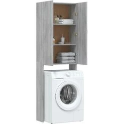 Meuble Pour Machine à Laver Sonoma Gris 64x25,5x190 Cm -Songmics Soldes Magasin 89826614 5