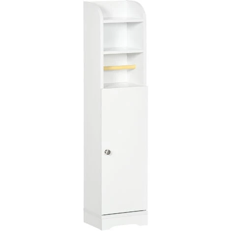 Meuble WC Armoire Toilette - Porte, 2 étagères, Niche, Support Papier - Dim. 23L X 18l X 100H Cm - Blanc 3 Meuble WC Armoire Toilette - Porte, 2 étagères, Niche, Support Papier - Dim. 23L X 18l X 100H Cm - Blanc
