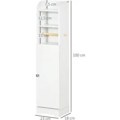 Meuble WC Armoire Toilette - Porte, 2 étagères, Niche, Support Papier - Dim. 23L X 18l X 100H Cm - Blanc 9 Meuble WC Armoire Toilette - Porte, 2 étagères, Niche, Support Papier - Dim. 23L X 18l X 100H Cm - Blanc -Songmics Soldes Magasin 90228847 3