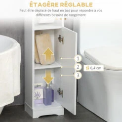 Meuble WC Armoire Toilette - Porte, 2 étagères, Niche, Support Papier - Dim. 23L X 18l X 100H Cm - Blanc 11 Meuble WC Armoire Toilette - Porte, 2 étagères, Niche, Support Papier - Dim. 23L X 18l X 100H Cm - Blanc -Songmics Soldes Magasin 90228847 5