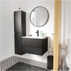 Colonne De Salle De Bain Décor Chêne Noir Carbone à Suspendre 140 Cm SORRENTO 11 Colonne De Salle De Bain Décor Chêne Noir Carbone à Suspendre 140 Cm SORRENTO -Songmics Soldes Magasin 90592721 5