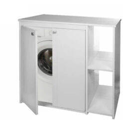 Meuble Pour Machine à Laver En PVC Avec Portes Et Deux étagères