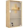 Armoire à Pharmacie Murale Avec Vitre - Armoire Verrouillable En Bambou - Meuble Rangement 50 X 30 X 12 Cm Pour Salle De Bain Médicaments -Songmics Soldes Magasin 92923716 1