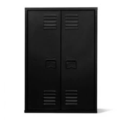 Armoire Murale ESTER 2 Portes Métal Noir Design Industriel -Songmics Soldes Magasin 94199853 3