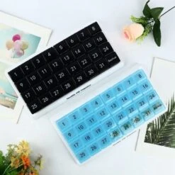 Le Pilulier Mensuel 31 Compartiments, 1 Par Jour, 4 Semaines Mois 31 Jours Pilulier, Bleu -Songmics Soldes Magasin 94709337 4