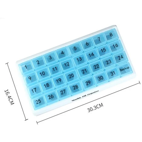 Le Pilulier Mensuel 31 Compartiments, 1 Par Jour, 4 Semaines Mois 31 Jours Pilulier, Noir 4 Le Pilulier Mensuel 31 Compartiments, 1 Par Jour, 4 Semaines Mois 31 Jours Pilulier, Noir – Image 2