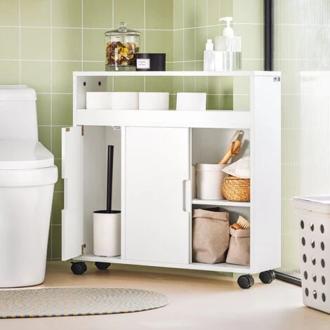 Meuble De Rangement Salle De Bain Armoire WC Meuble WC Pour Papier Toilette Porte Brosse WC BZR02-W SoBuy® 4 Meuble De Rangement Salle De Bain Armoire WC Meuble WC Pour Papier Toilette Porte Brosse WC BZR02-W SoBuy® – Image 2