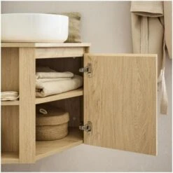 Meuble Simple Vasque Décor Chêne + Vasque SORRENTO 9 Meuble Simple Vasque Décor Chêne + Vasque SORRENTO -Songmics Soldes Magasin 95288203 3