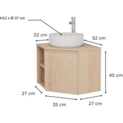 Meuble Simple Vasque Décor Chêne + Vasque SORRENTO 11 Meuble Simple Vasque Décor Chêne + Vasque SORRENTO -Songmics Soldes Magasin 95288203 5