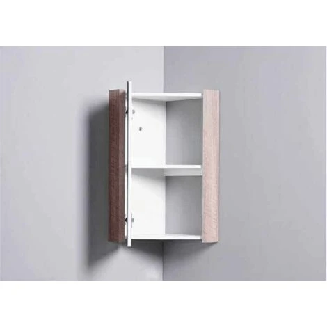 Armoire D'Angle Avec Miroir De Salle De Bain - 31x31 Cm - Bois 4 Armoire D'Angle Avec Miroir De Salle De Bain - 31x31 Cm - Bois – Image 2