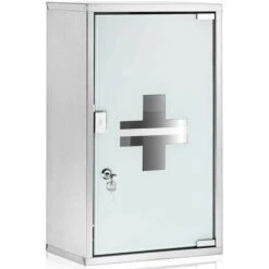 Armoire à Pharmacie En Acier Inoxydable Verre Satiné 49 X 25 X 12 Cm -Songmics Soldes Magasin 96515137 2