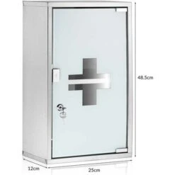 Armoire à Pharmacie En Acier Inoxydable Verre Satiné 49 X 25 X 12 Cm -Songmics Soldes Magasin 96515137 4