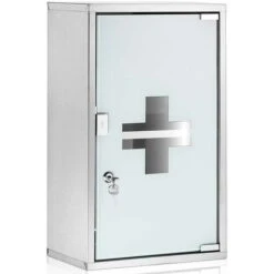 Armoire à Pharmacie En Acier Inoxydable Verre Satiné 49 X 25 X 12 Cm -Songmics Soldes Magasin 96515137 5