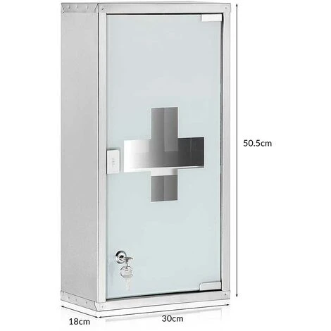 Armoire à Pharmacie En Acier Inoxydable Verre Satiné 65,5x36x17 Cm 5 Armoire à Pharmacie En Acier Inoxydable Verre Satiné 65,5x36x17 Cm – Image 3