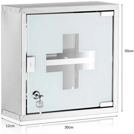 Armoire à Pharmacie En Acier Inoxydable Verre Satiné 35x35x18 Cm 4 Armoire à Pharmacie En Acier Inoxydable Verre Satiné 35x35x18 Cm – Image 2