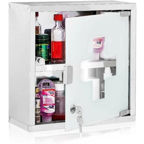 Armoire à Pharmacie En Acier Inoxydable Verre Satiné 35x35x18 Cm 5 Armoire à Pharmacie En Acier Inoxydable Verre Satiné 35x35x18 Cm – Image 3