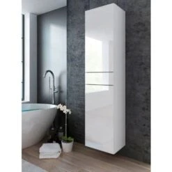 Colonne Pureza 40 Cm Blanc Laqué/BM Salle De Bain Suspendue Ou Posée 8 Colonne Pureza 40 Cm Blanc Laqué/BM Salle De Bain Suspendue Ou Posée -Songmics Soldes Magasin 97820308 3