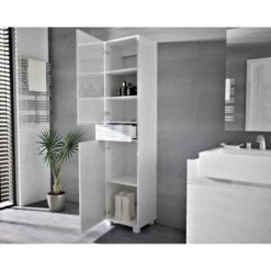 Colonne Pureza 40 Cm Blanc Laqué/BM Salle De Bain Suspendue Ou Posée 9 Colonne Pureza 40 Cm Blanc Laqué/BM Salle De Bain Suspendue Ou Posée -Songmics Soldes Magasin 97820308 4