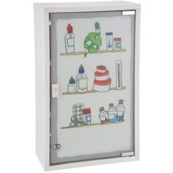 Armoire à Pharmacie Design Moderne, Armoire Etagère De Rangement, 30 X 15 X 50 Cm Acier Inoxydable OIB5727E -Songmics Soldes Magasin 98467616 3